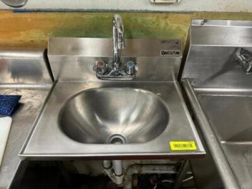 DESCRIPTION EAGLE WALL MOUNTED STAINLESS HAND SINK BRAND / MODEL: EAGLE LOCATION BACK ROOM QTY 1