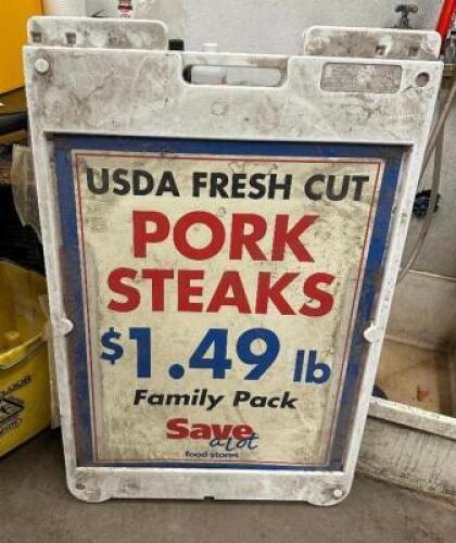 DESCRIPTION PLASTIC SANDWICH BOARD. LOCATION BACK ROOM QTY 1