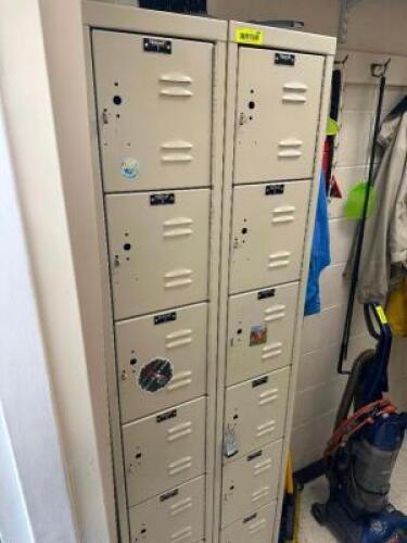 DESCRIPTION (2) SIX GROUP METAL LOCKER TOWERS. THIS LOT IS: SOLD BY THE PIECE LOCATION BREAK ROOM QTY 2