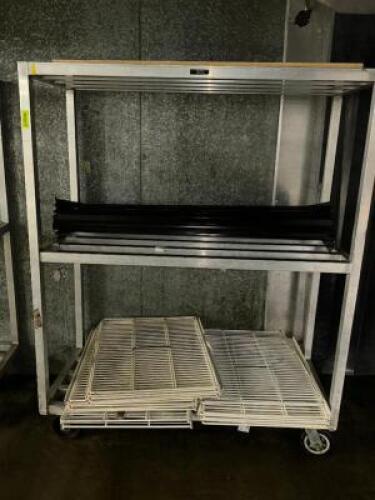 DESCRIPTION 48" X 24" ALUMINUM DUNNAGE RACK ON CASTERS SIZE 48" X 24" LOCATION WALK IN QTY 1