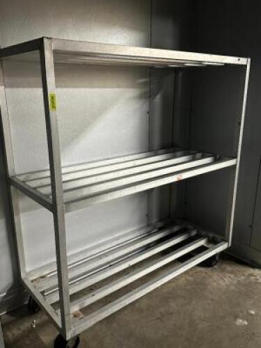 DESCRIPTION 48" X 24" ALUMINUM DUNNAGE RACK ON CASTERS SIZE 48" X 24" LOCATION WALK IN QTY 1