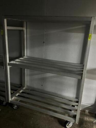 DESCRIPTION 48" X 24" ALUMINUM DUNNAGE RACK ON CASTERS SIZE 48" X 24" LOCATION WALK IN QTY 1
