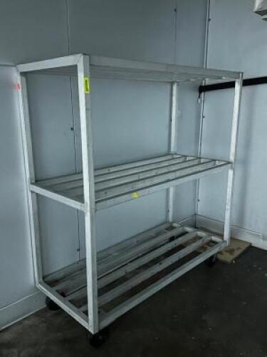 DESCRIPTION 48" X 24" ALUMINUM DUNNAGE RACK ON CASTERS SIZE 48" X 24" LOCATION WALK IN QTY 1