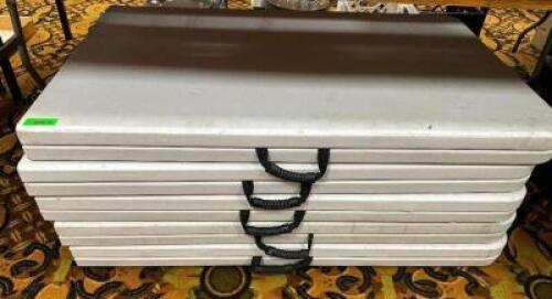 DESCRIPTION (5) COSTCO 8' FOLDING WHITE PLASTIC BANQUET TABLES THIS LOT IS: SOLD BY THE PIECE SIZE 8' LOCATION BANQUET ROOM TABLE 4 QTY 5