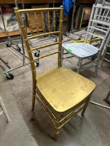 DESCRIPTION (20) GOLD CHIAVARI WEDDING EVENT CHAIRS THIS LOT IS: SOLD BY THE PIECE LOCATION BACK ROOM QTY 20
