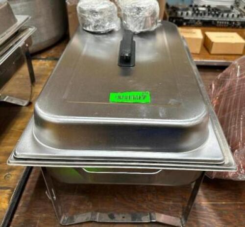 DESCRIPTION FULL SIZE STAINLESS CHAFFER DISH LOCATION BANQUET ROOM TABLE 1 QTY 1
