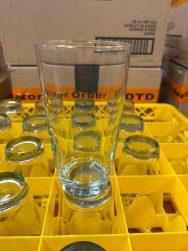 DESCRIPTION (18) PILSNER GLASSES ADDITIONAL INFORMATION W/ GLASS RACK THIS LOT IS: SOLD BY THE PIECE LOCATION BANQUET ROOM TABLE 1 QTY 18
