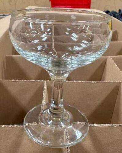 DESCRIPTION (18) 8 OZ CHAMPAGNE GLASSES THIS LOT IS: SOLD BY THE PIECE LOCATION BANQUET ROOM TABLE 1 QTY 18