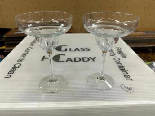 DESCRIPTION (16)CHAMPAGNE GLASSES ADDITIONAL INFORMATION W/ RACK THIS LOT IS: SOLD BY THE PIECE LOCATION BANQUET ROOM TABLE 1 QTY 16