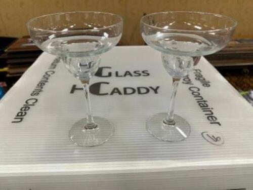 DESCRIPTION (16)CHAMPAGNE GLASSES ADDITIONAL INFORMATION W/ RACK THIS LOT IS: SOLD BY THE PIECE LOCATION BANQUET ROOM TABLE 1 QTY 16