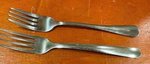 DESCRIPTION (200) STAINLESS FORKS. ADDITIONAL INFORMATION W/ RACK THIS LOT IS: SOLD BY THE PIECE LOCATION BANQUET ROOM TABLE 1 QTY 200