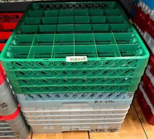 DESCRIPTION (2) ASSORTED EMPTY GLASS RACKS THIS LOT IS: SOLD BY THE PIECE LOCATION BANQUET ROOM TABLE 1 QTY 3