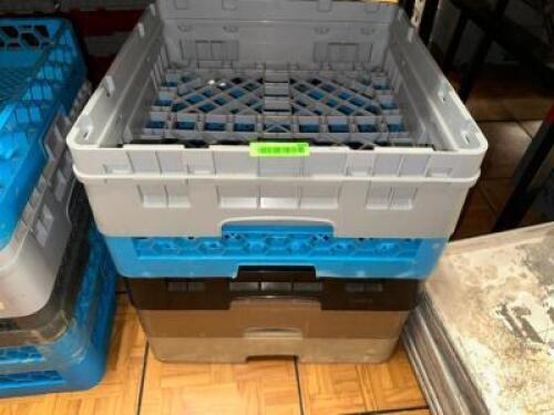 DESCRIPTION (4) ASSORTED EMPTY GLASS RACKS THIS LOT IS: SOLD BY THE PIECE LOCATION BANQUET ROOM TABLE 1 QTY 4