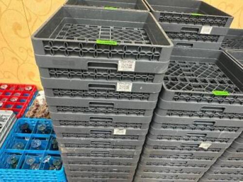 DESCRIPTION (10) GREY PLASTIC DISHWASHER RACKS THIS LOT IS: SOLD BY THE PIECE LOCATION BANQUET ROOM TABLE 1 QTY 10