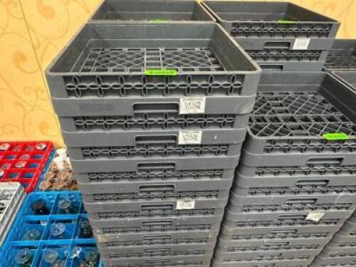 DESCRIPTION (10) GREY PLASTIC DISHWASHER RACKS THIS LOT IS: SOLD BY THE PIECE LOCATION BANQUET ROOM TABLE 1 QTY 10