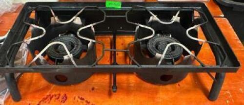 DESCRIPTION TWO BURNER PROPANE GRILL W/ GAS LINE LOCATION BANQUET ROOM TABLE 1 QTY 1