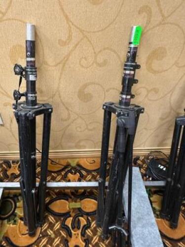 DESCRIPTION (2) HEAVY DUTY TRIPOD SPEAKER STANDS THIS LOT IS: SOLD BY THE PIECE LOCATION BANQUET ROOM TABLE 1 QTY 2