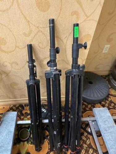 DESCRIPTION (3) HEAVY DUTY TRIPOD SPEAKER STANDS THIS LOT IS: SOLD BY THE PIECE LOCATION BANQUET ROOM TABLE 1 QTY 3