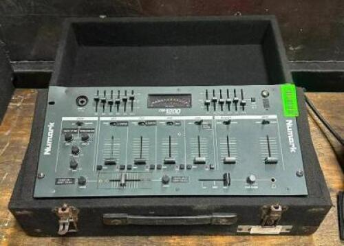 DESCRIPTION: 4-CHANNEL STEREO DJ MIXER BRAND/MODEL: NUMARK DM1200 LOCATION: BANQUET HALL QTY: 1