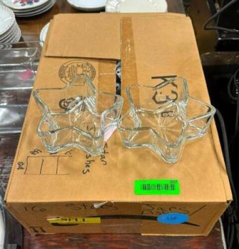 DESCRIPTION: 16CT BOX OF GLASS STAR DISHES LOCATION: BANQUET HALL QTY: 1