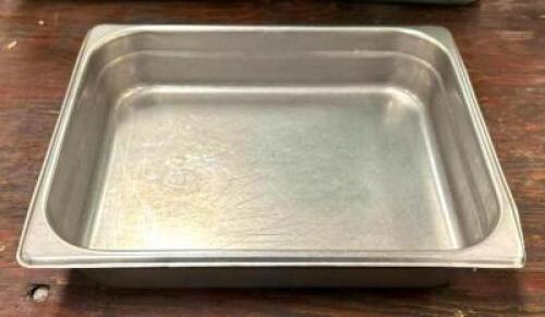 DESCRIPTION: (18) HALF SIZE STAINLESS PANS SIZE: 4" DEEP LOCATION: BANQUET HALL QTY: 18