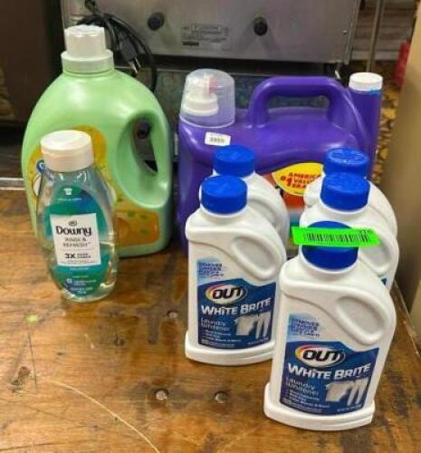 DESCRIPTION: ASSORTED LAUNDRY DETERGENT AND WHITENER AS SHOWN LOCATION: BANQUET HALL QTY: 1