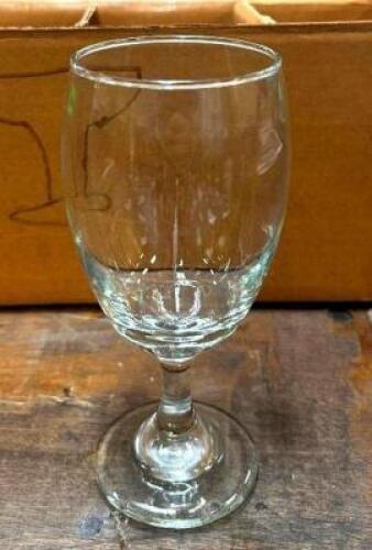 DESCRIPTION: (47) WATER GLASSES WITH (2) GLASS RACKS LOCATION: BANQUET HALL QTY: 47