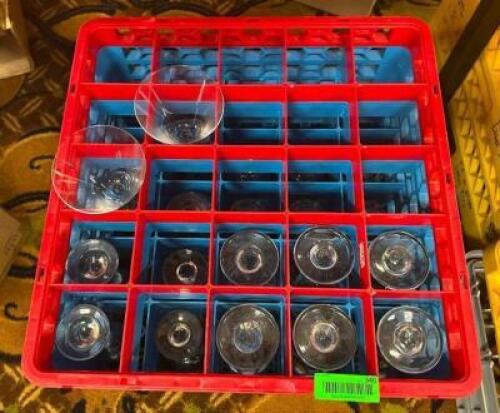 DESCRIPTION: (18) ASSORTED BAR GLASSES WITH (1) GLASS RACK LOCATION: BANQUET HALL QTY: 18