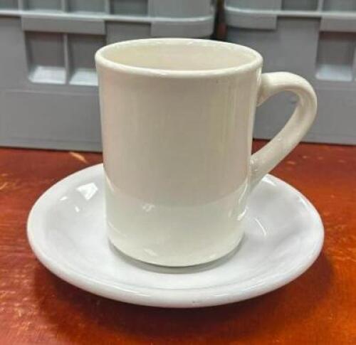 DESCRIPTION: (25) COFFEE CUPS WITH SAUCERS LOCATION: BANQUET HALL QTY: 25