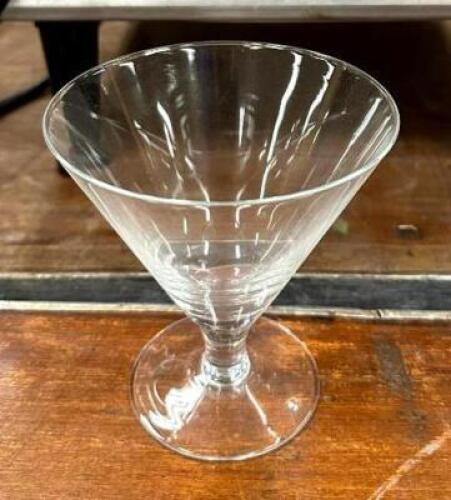 DESCRIPTION: (18) MARGARITA GLASSES WITH (2) GLASS RACKS LOCATION: BANQUET HALL QTY: 18