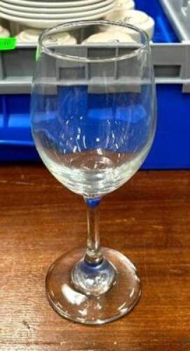 DESCRIPTION: (50) WHITE WINE GLASSES WITH (2) GLASS RACKS LOCATION: BANQUET HALL QTY: 50