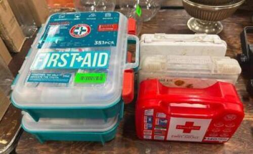 DESCRIPTION: ASSORTED FIRST AID KITS AS SHOWN LOCATION: BANQUET HALL QTY: 1