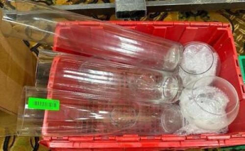 DESCRIPTION (4) TALL ROUND GLASS VOTIVE THIS LOT IS: SOLD BY THE PIECE LOCATION BANQUET ROOM TABLE 4 QTY 4