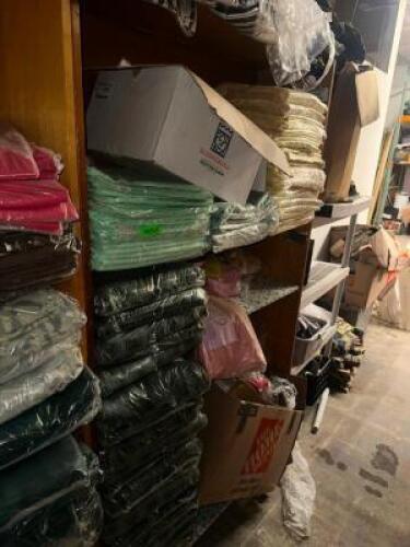 DESCRIPTION CONTENTS OF SHELF - L ASSORTED LINENS, CHAIR COVERS, AND TABLE SKIRTS ADDITIONAL INFORMATION ASSORTED COLORS AND SIZES THIS LOT IS: ONE MO