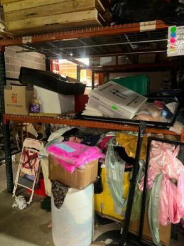 DESCRIPTION CONTENTS OF SHELF - LARGE LOT OF ASSORTED LINENS, CHAIR COVERS, AND TABLE SKIRTS ADDITIONAL INFORMATION ASSORTED COLORS AND SIZES THIS LOT