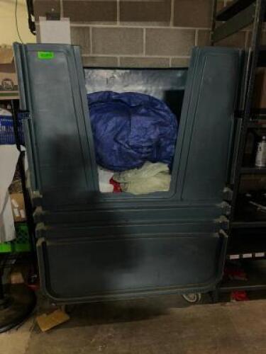 DESCRIPTION LARGE PLASTIC LINEN HOPPER CART LOCATION BACK ROOM QTY 1