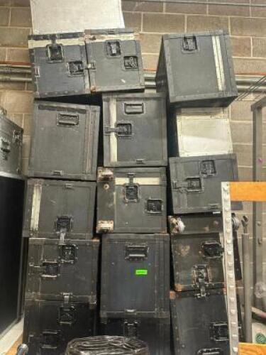 DESCRIPTION (12) ROAD / TRAVEL CASES. THIS LOT IS: ONE MONEY LOCATION BACK ROOM QTY 1