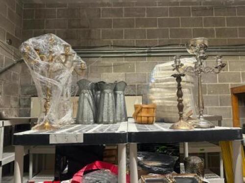 DESCRIPTION (1) LOT OF ASSORTED CANDLE HOLDERS THIS LOT IS: ONE MONEY LOCATION BACK ROOM QTY 1