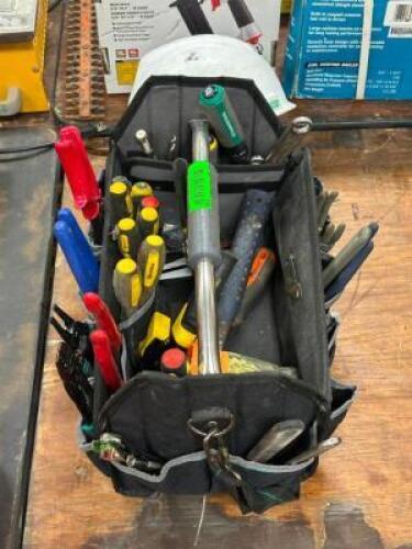 DESCRIPTION: TOOLS BAG WITH LARGE AMOUNT OF CONTENTS ADDITIONAL INFORMATION: SEE PHOTOS THIS LOT IS: ONE MONEY QTY: 1
