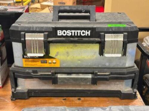 DESCRIPTION: BOSTITCH TOOL BOX WITH CONTENTS THIS LOT IS: ONE MONEY QTY: 1
