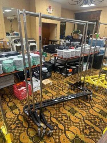 DESCRIPTION: 6 FT. HEAVY DUTY ROLLING GARMENT RACK ADDITIONAL INFORMATION: SINGLE RACK ONLY. ASSORTED CONDITIONS. BLACK BASE THIS LOT IS: ONE MONEY QT