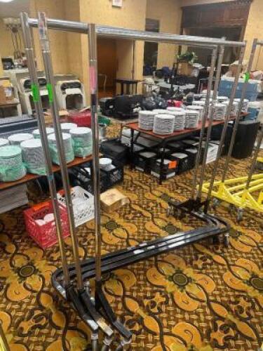 DESCRIPTION: 8 FT. HEAVY DUTY ROLLING GARMENT RACK ADDITIONAL INFORMATION: SINGLE RACK ONLY. ASSORTED CONDITIONS. BLACK BASE THIS LOT IS: ONE MONEY QT