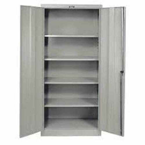 DESCRIPTION: (1) STORAGE CABINET BRAND/MODEL: HALLOWELL #411M07 INFORMATION: GRAY, STEEL, ADJUSTABLE SHELVES, SWING HANDLE AND KEYED, FRAME SIZE: 36"