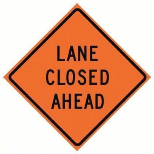 DESCRIPTION: (2) ROLL UP TRAFFIC SIGN BRAND/MODEL: EASTERN METAL SIGNS AND SAFETY #23Y813 INFORMATION: VINYL, 0.015 IN, W20-5 MUTCD, ORANGE, BLACK SIZ