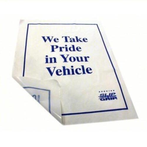 DESCRIPTION: (1) BOX OF (500) PLASTIC CAR FLOOR MATS BRAND/MODEL: SLIP-N-GRIP #4GYU9 INFORMATION: WHITE SIZE: 16-1/2" X 21" RETAIL$: $83.68 PER BOX QT