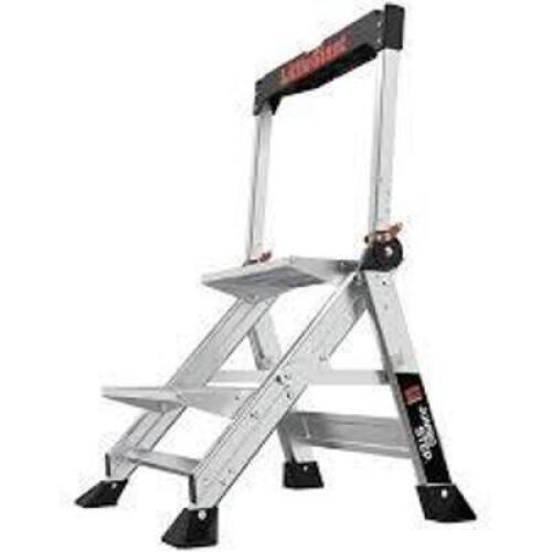 DESCRIPTION: (1) JUMBO STEP LADDER BRAND/MODEL: LITTLE GIANT INFORMATION: ALUMINUM SIZE: 2 STEP RETAIL$: $139.95 EA QTY: 1