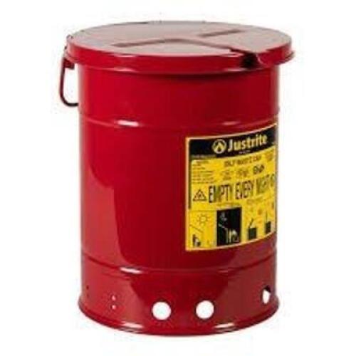 DESCRIPTION: (1) CAN WITH HAND COVER BRAND/MODEL: JUSTRITE #09110 INFORMATION: RED SIZE: 6 GAL RETAIL$: $81.85 EA QTY: 1