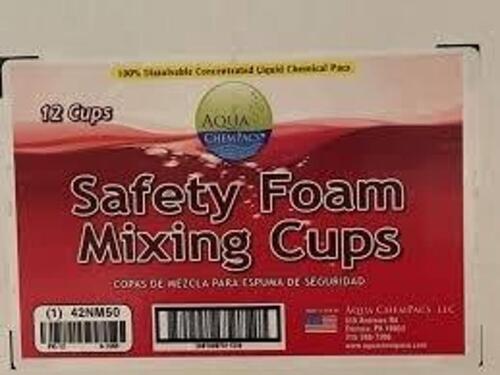 DESCRIPTION: (12) SAFETY FOAM MIXING CUPS BRAND/MODEL: AQUA CHEMPACS #42NM50 RETAIL$: $73.68 EA QTY: 12