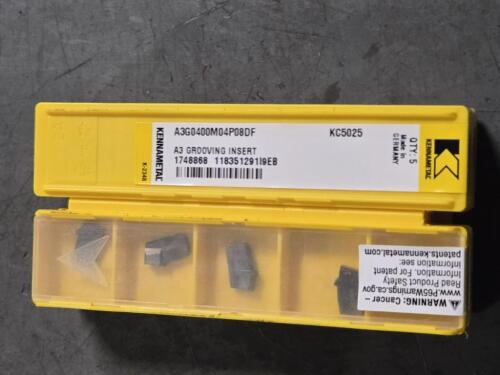 DESCRIPTION: (20) CARBIDE GROOVING INSERTS BRAND MODEL KENNAMETAL A3G0400M4SP08DF KC5025 RETAIL$: $402.20 QTY: 20