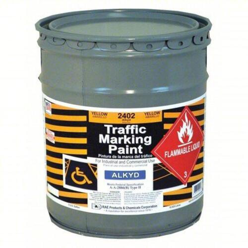 DESCRIPTION: (1) YELLOW TRAFFIC ZONE MARKING PAINT BRAND/MODEL: RAE 2402-05 SIZE: 5 GAL RETAIL$: $450.87 QTY: 1